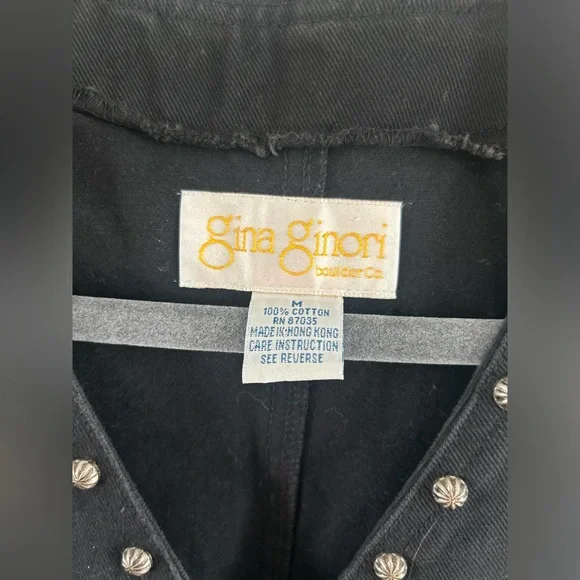 Vintage Gina Ginori Black Denim Studded Vest - Picture 3 of 6